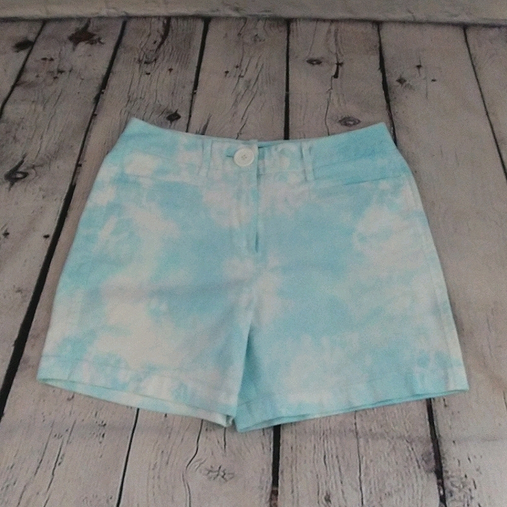 Larry Levine Blue & White Tie-Dye Denim Shorts